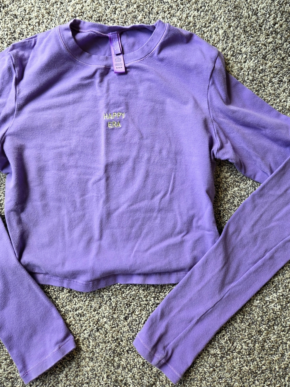SKIMS Purple "Happy Era" Long Sleeve Cropped Top